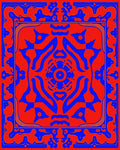 Bold Blue Floral Medallion Crimson Rug