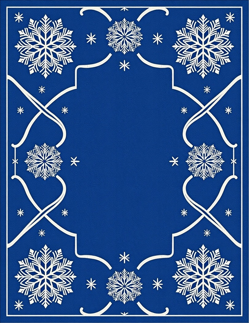 Cobalt Blue Snowflake Border Rug