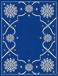 Cobalt Blue Snowflake Border Rug