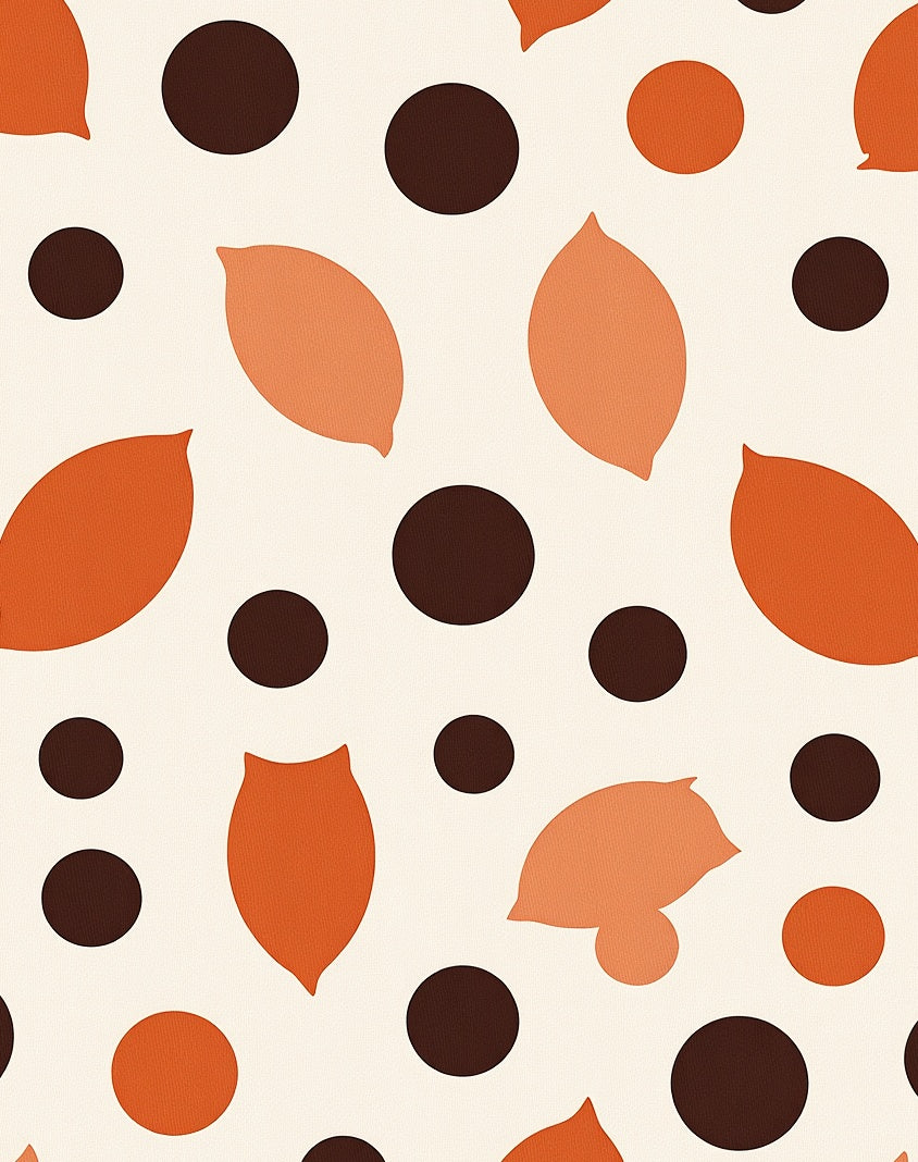 Orange Leaf Brown Dot Contemporary Rug
