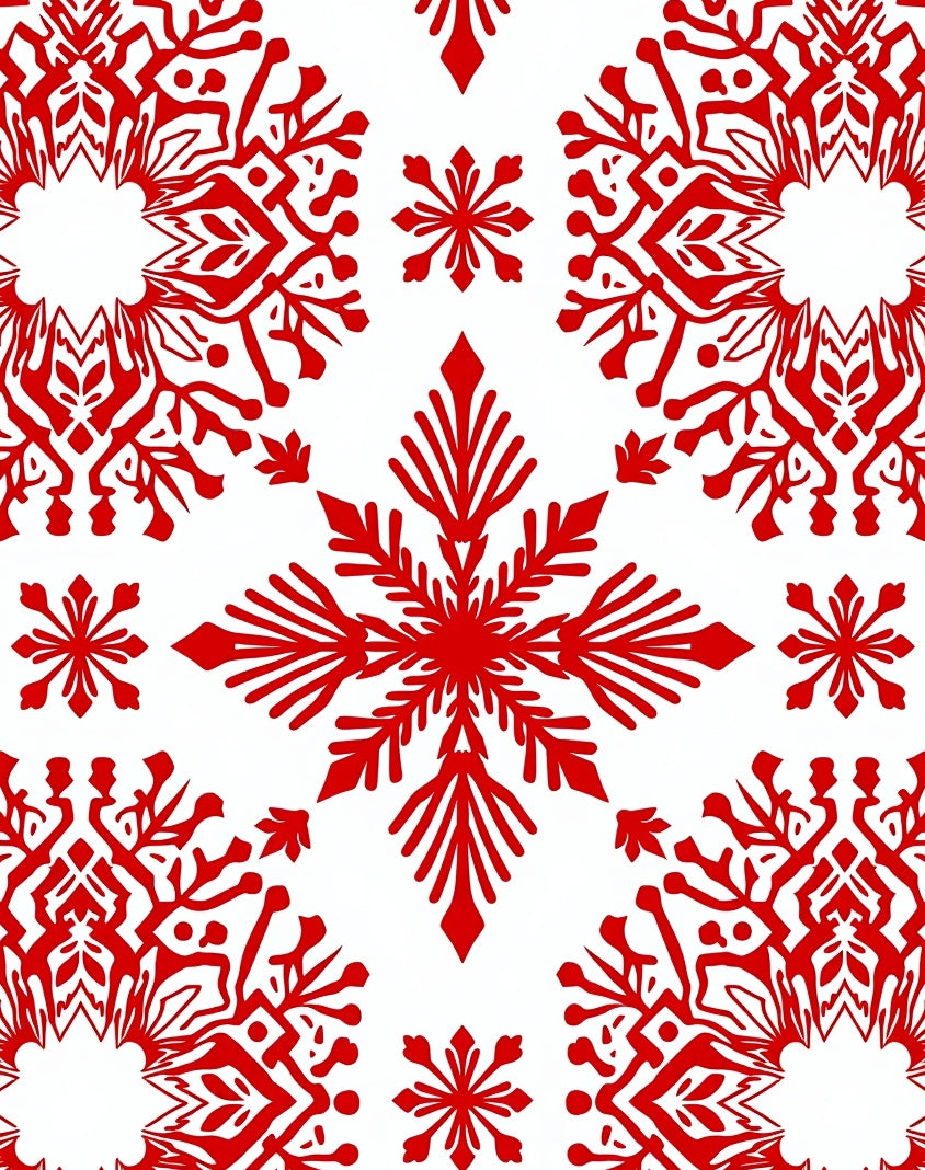 Vibrant Red Snowflake Medallion Rug