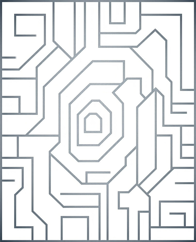 Modern Silver Geometric Maze Rug