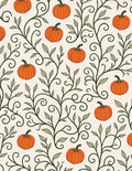 Autumn Orange Pumpkin Vine Swirls Rug