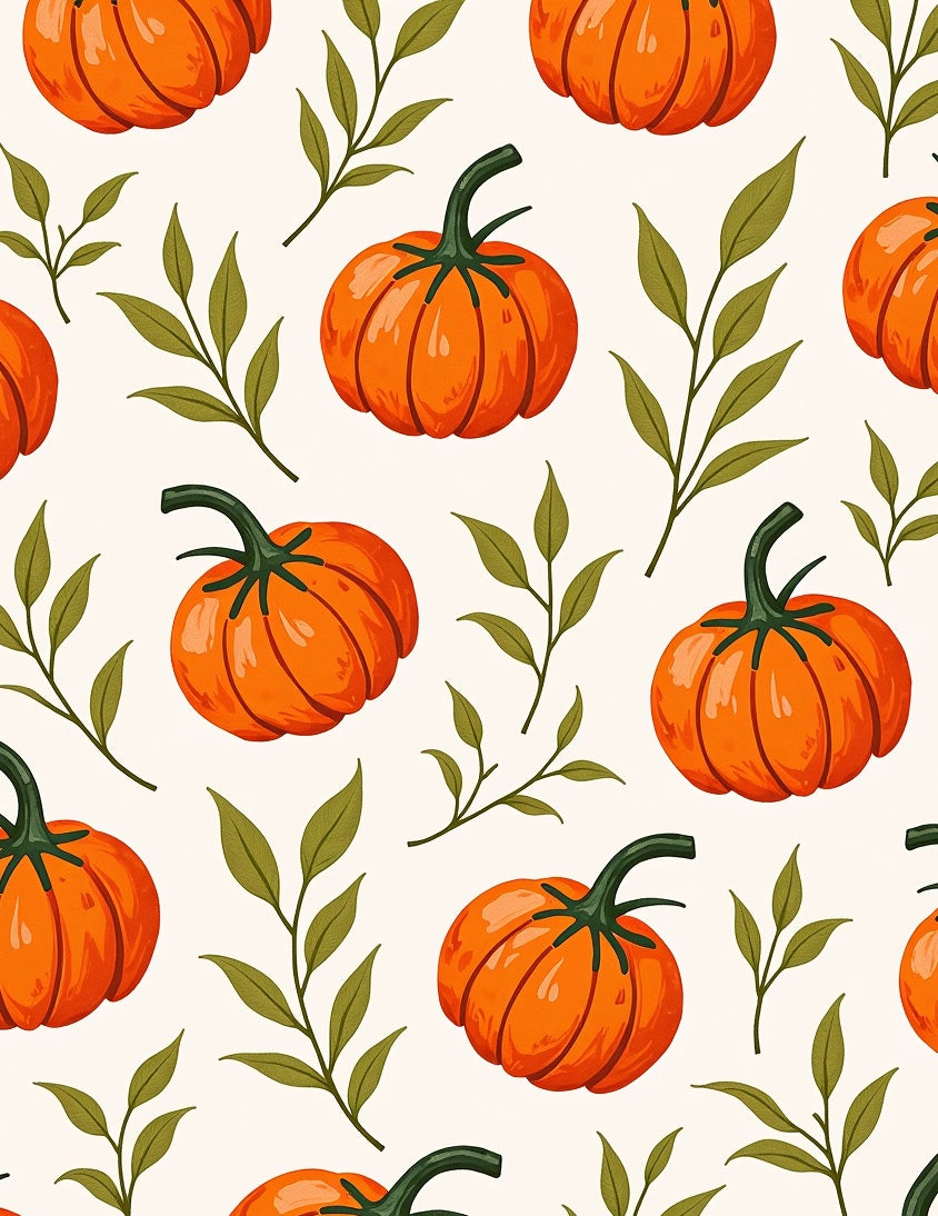 Orange Pumpkin Leaf Illustration Rug