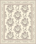Neutral Beige Floral Scrollwork Border Rug