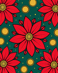 Vibrant Red Floral Circles Emerald Rug