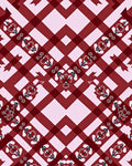 Crimson Red Gingham Floral Accents Rug