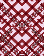 Crimson Red Gingham Floral Accents Rug