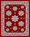 Crimson White Floral Border Rug