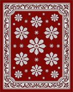 Crimson White Floral Border Rug