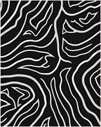 Bold Black White Wavy Lines Rug