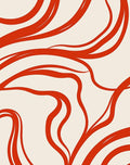 Vibrant Red Wavy Line Art Rug
