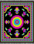 Vibrant Pink Yellow Blue Medallion Rug
