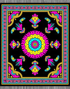 Vibrant Pink Yellow Blue Medallion Rug