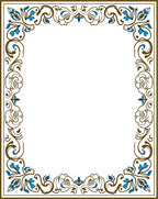 Golden Brown Blue Floral Scroll Rug