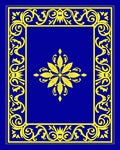 Bold Royal Blue Golden Floral Rug