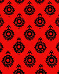 Bold Black Medallion on Red Rug
