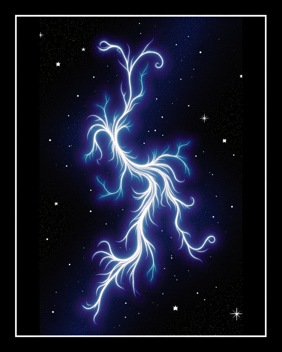 Electric Blue Cosmic Branch Nebula Rug