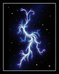 Electric Blue Cosmic Branch Nebula Rug