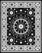 Bold Black Starburst Mandala Border Rug