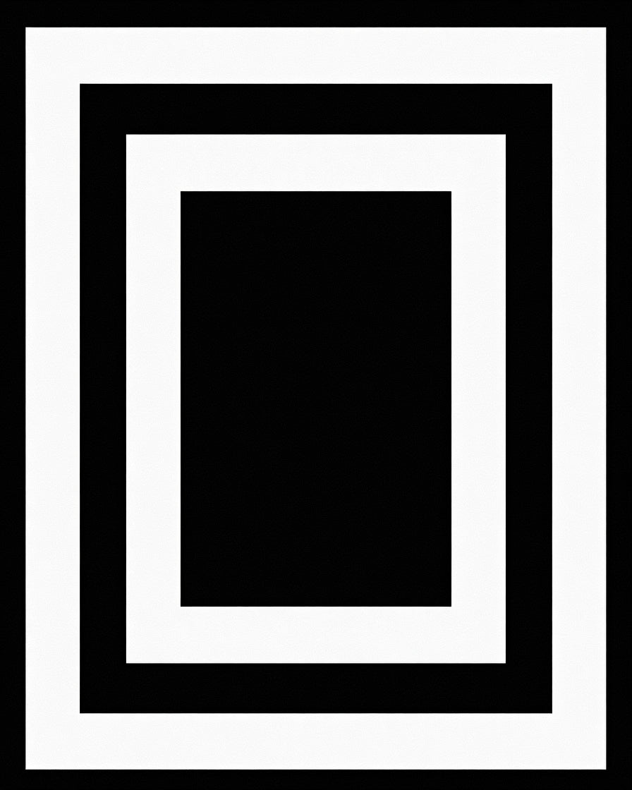 Bold Black White Concentric Squares Rug