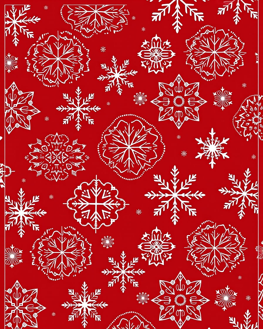 Red White Snowflake Medley Rug