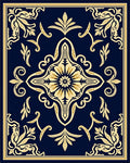 Deep Blue Classic Floral Scroll Arrangement Rug