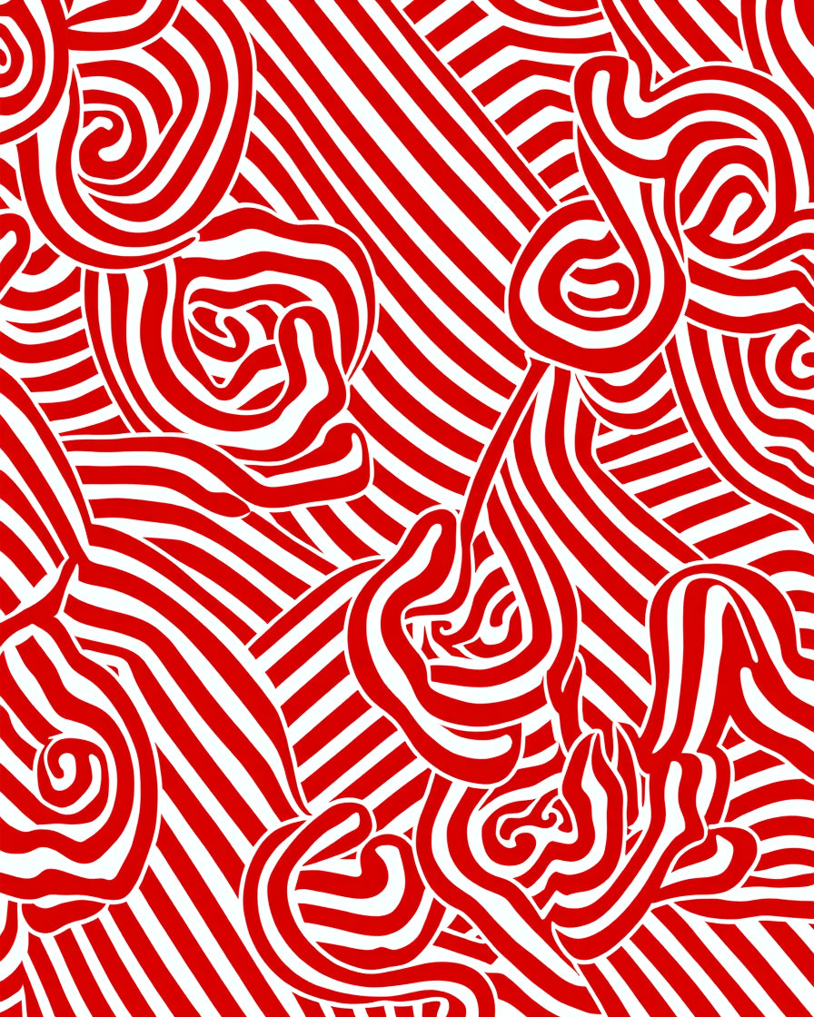 Bold Red Swirl Organic Stripe Rug