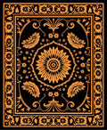 Ornate Orange Floral Mandala Black Rug