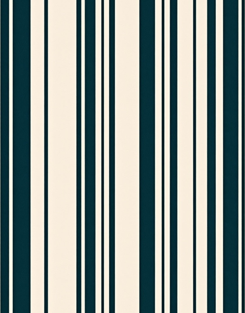 Deep Teal Cream Striped Vertical Harmony Rug