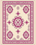 Ornate Fuchsia Central Medallion Border Rug