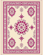 Ornate Fuchsia Central Medallion Border Rug