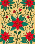 Crimson Poinsettia Vine Gold Rug