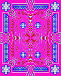 Vibrant Pink Red White Blue Mandala Rug