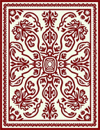 Ochre Crimson Vine Blossom Rug