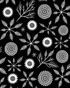 Black White Floral Starburst Fern Rug