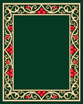 Ornate Gold Berry Vine Border Rug