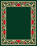 Ornate Gold Berry Vine Border Rug
