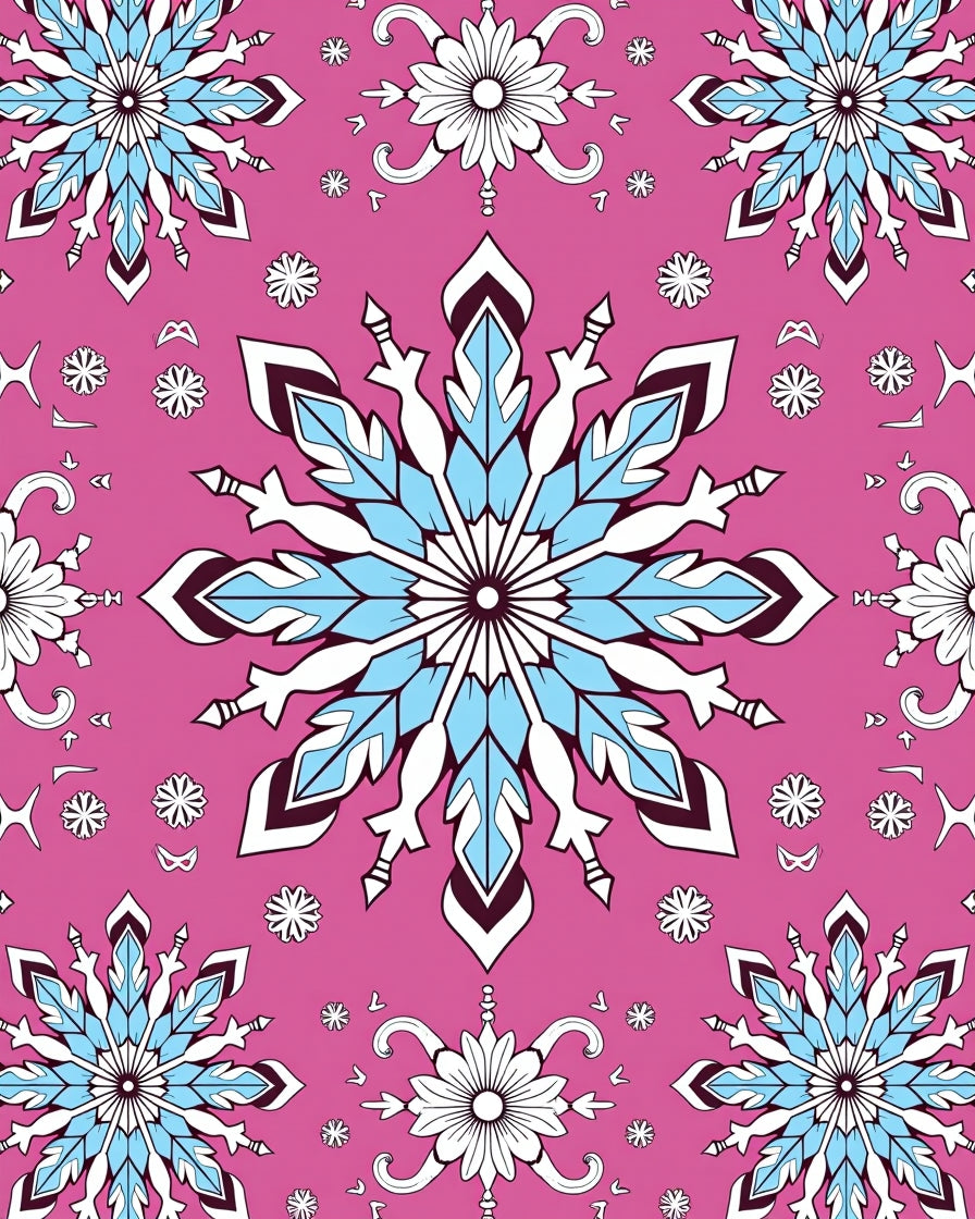 Pink Snowflake Mandala Medallion Rug
