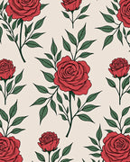 Red Rose Floral Botanical Garden Rug