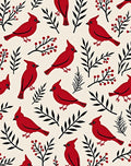 Vibrant Red Cardinal Branch Motif Rug