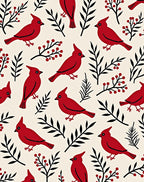 Vibrant Red Cardinal Branch Motif Rug