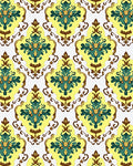 Golden Yellow Green Floral Scroll Rug