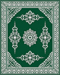 Deep Forest Green Ornate Medallion Rug
