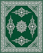 Deep Forest Green Ornate Medallion Rug