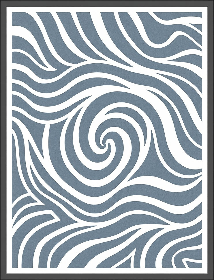 Blue Swirl Abstract Wave Rug