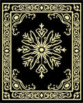 Golden Ivory Floral Medallion Black Rug