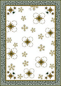 Grand Golden Starburst Floral Border Rug