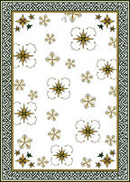 Grand Golden Starburst Floral Border Rug
