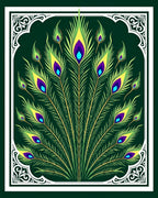 Emerald Peacock Feather Medallion Rug